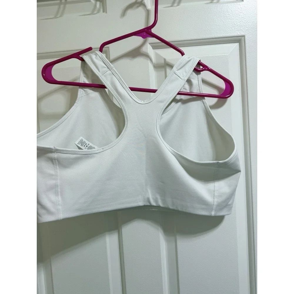 Nike Women Sports Bra 2X WhiteDRI FIT Swoosh Wireless Racerback Good Support